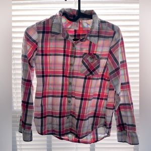 Cat & Jack Girls Long Sleeve Flannel Button Up